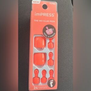 🆕 imPRESS No Glue Pedi Press-On Toe Nails orange